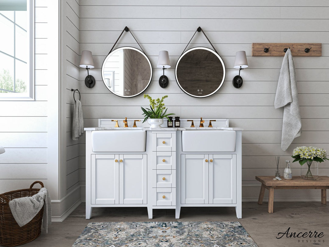 Adeline Farmhouse Vanity with Carrara Marble Top & Apron Sink
