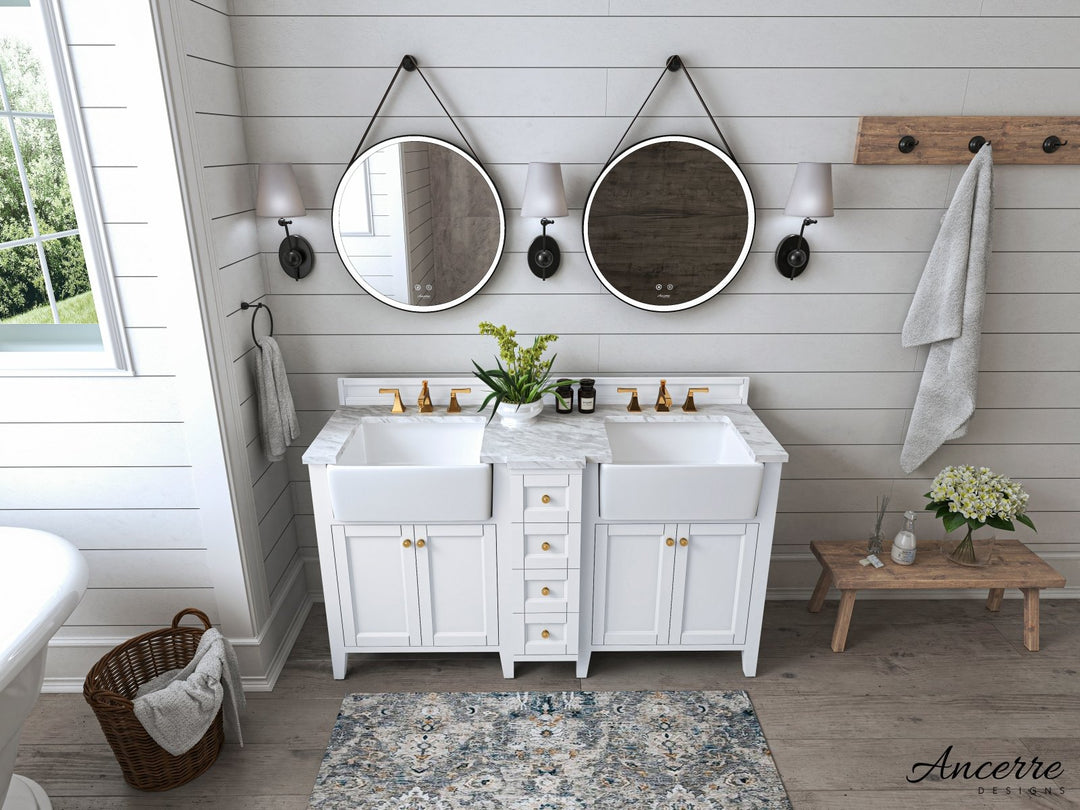 Adeline Farmhouse Vanity with Carrara Marble Top & Apron Sink