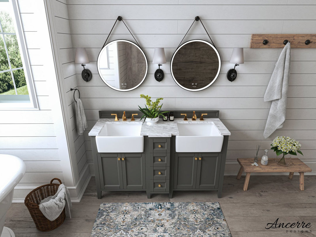 Adeline Farmhouse Vanity with Carrara Marble Top & Apron Sink