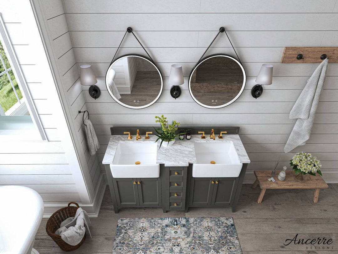 Adeline Farmhouse Vanity with Carrara Marble Top & Apron Sink