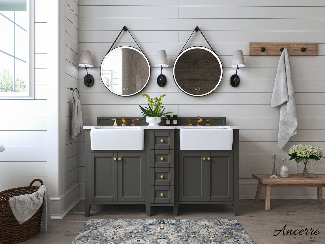 Adeline Farmhouse Vanity with Carrara Marble Top & Apron Sink