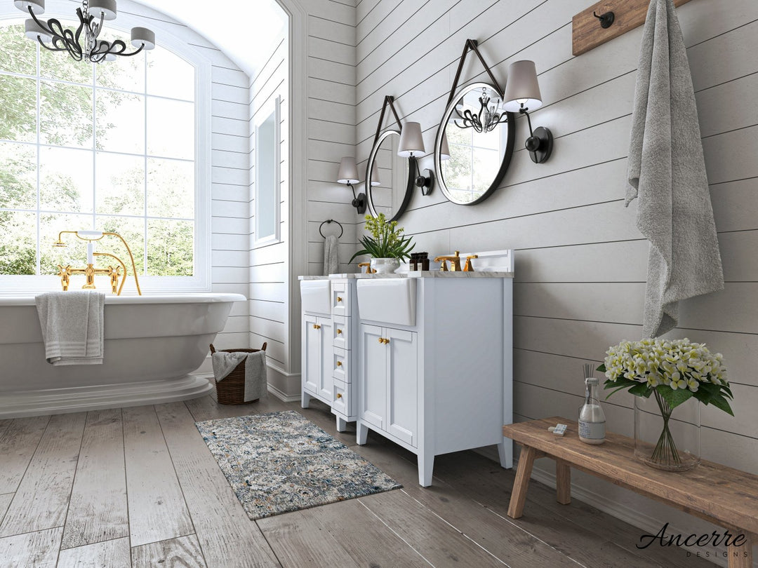 Adeline Farmhouse Vanity with Carrara Marble Top & Apron Sink