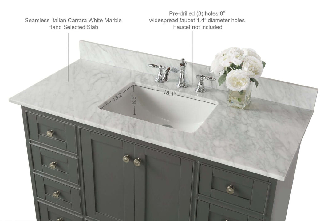 Audrey French Classic Handcrafted Vanity with Marble or Quartz Top