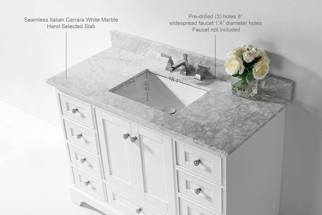 Audrey French Classic Handcrafted Vanity with Marble or Quartz Top