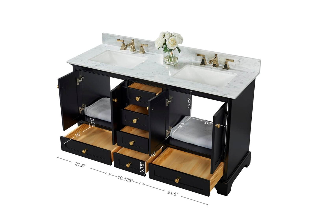 Audrey French Classic Handcrafted Vanity with Marble or Quartz Top