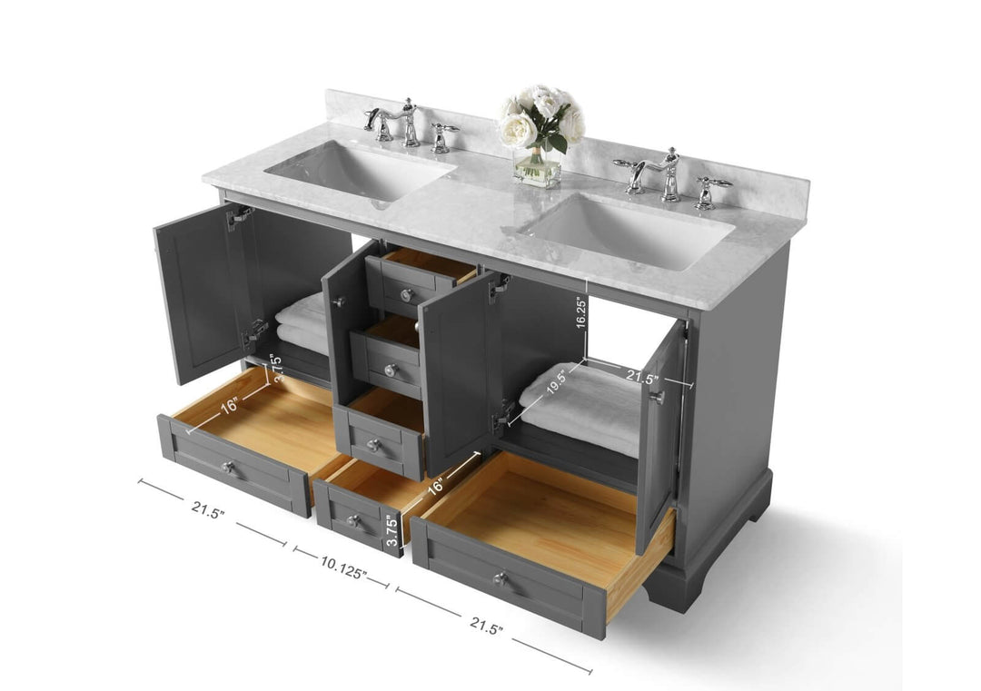 Audrey French Classic Handcrafted Vanity with Marble or Quartz Top