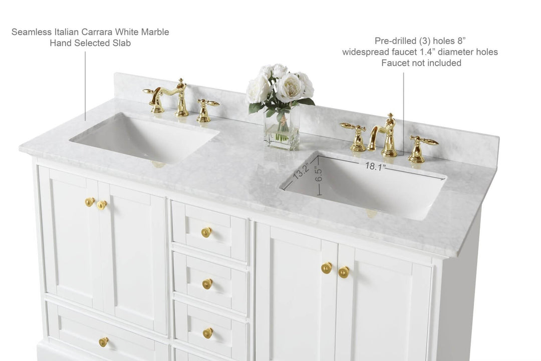 Audrey French Classic Handcrafted Vanity with Marble or Quartz Top