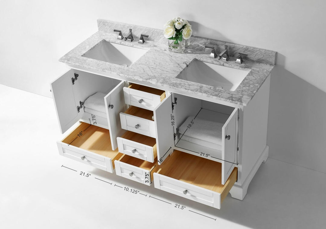 Audrey French Classic Handcrafted Vanity with Marble or Quartz Top