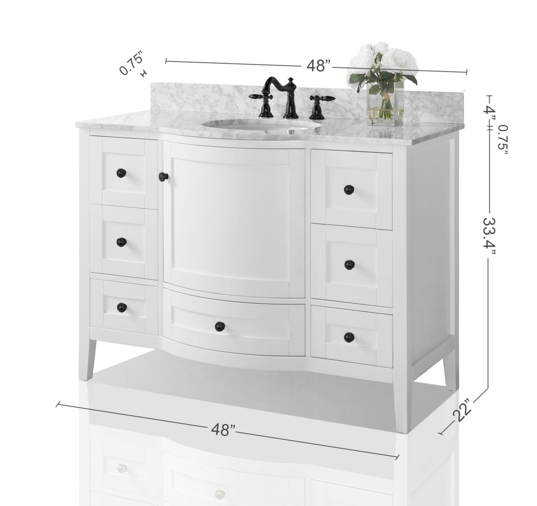 Lauren 42" & 48" Bathroom Vanity Set - Solid Wood & Marble Top