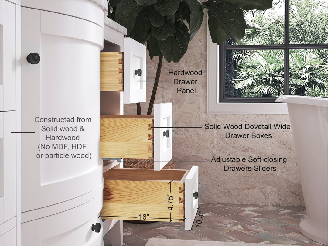 Lauren 42" & 48" Bathroom Vanity Set - Solid Wood & Marble Top