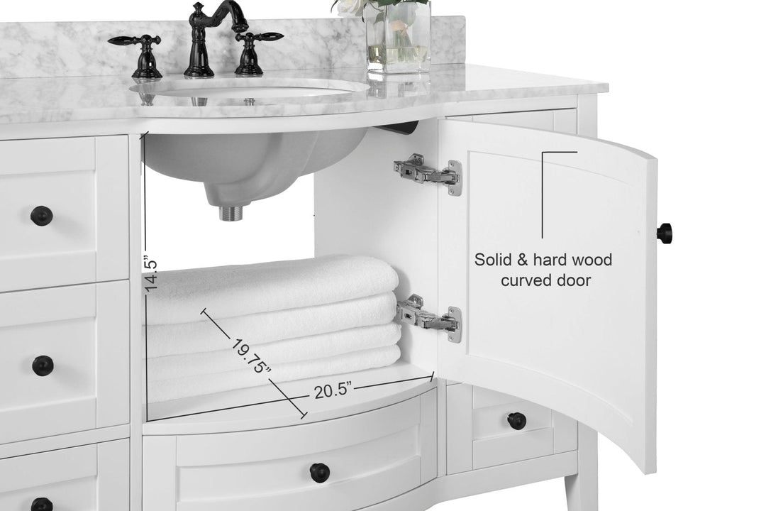 Lauren 42" & 48" Bathroom Vanity Set - Solid Wood & Marble Top
