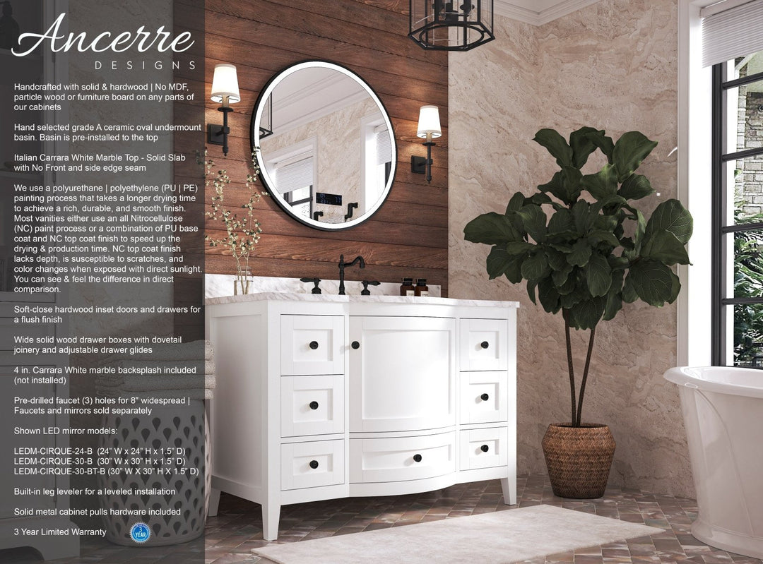 Lauren 42" & 48" Bathroom Vanity Set - Solid Wood & Marble Top