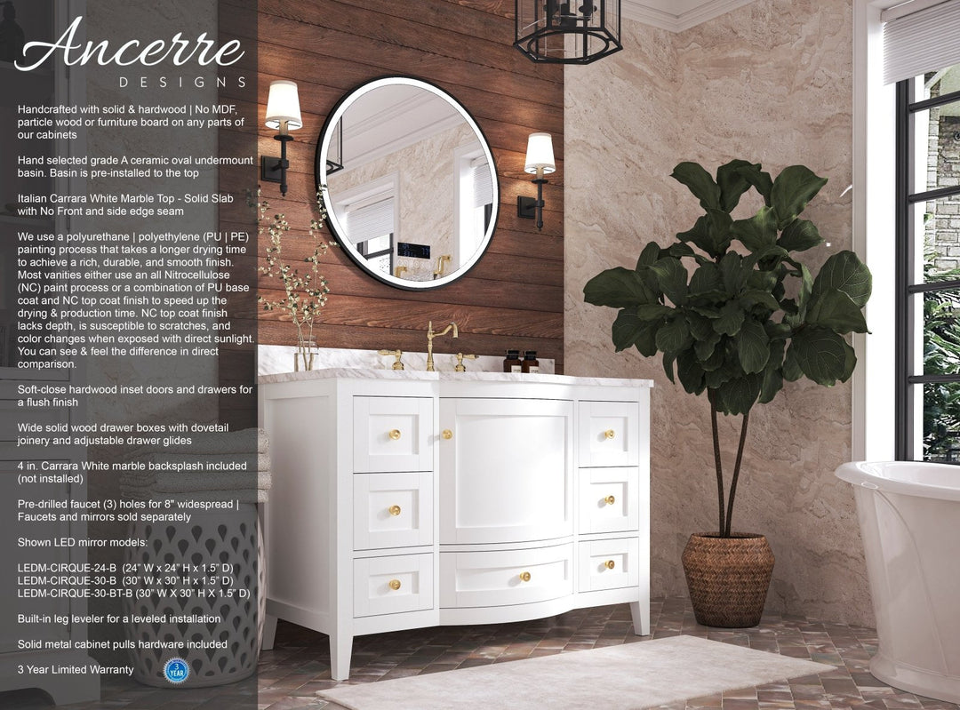 Lauren 42" & 48" Bathroom Vanity Set - Solid Wood & Marble Top