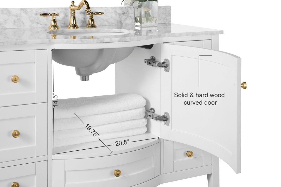 Lauren 42" & 48" Bathroom Vanity Set - Solid Wood & Marble Top