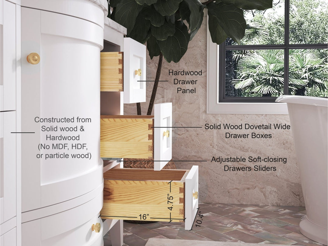 Lauren 42" & 48" Bathroom Vanity Set - Solid Wood & Marble Top