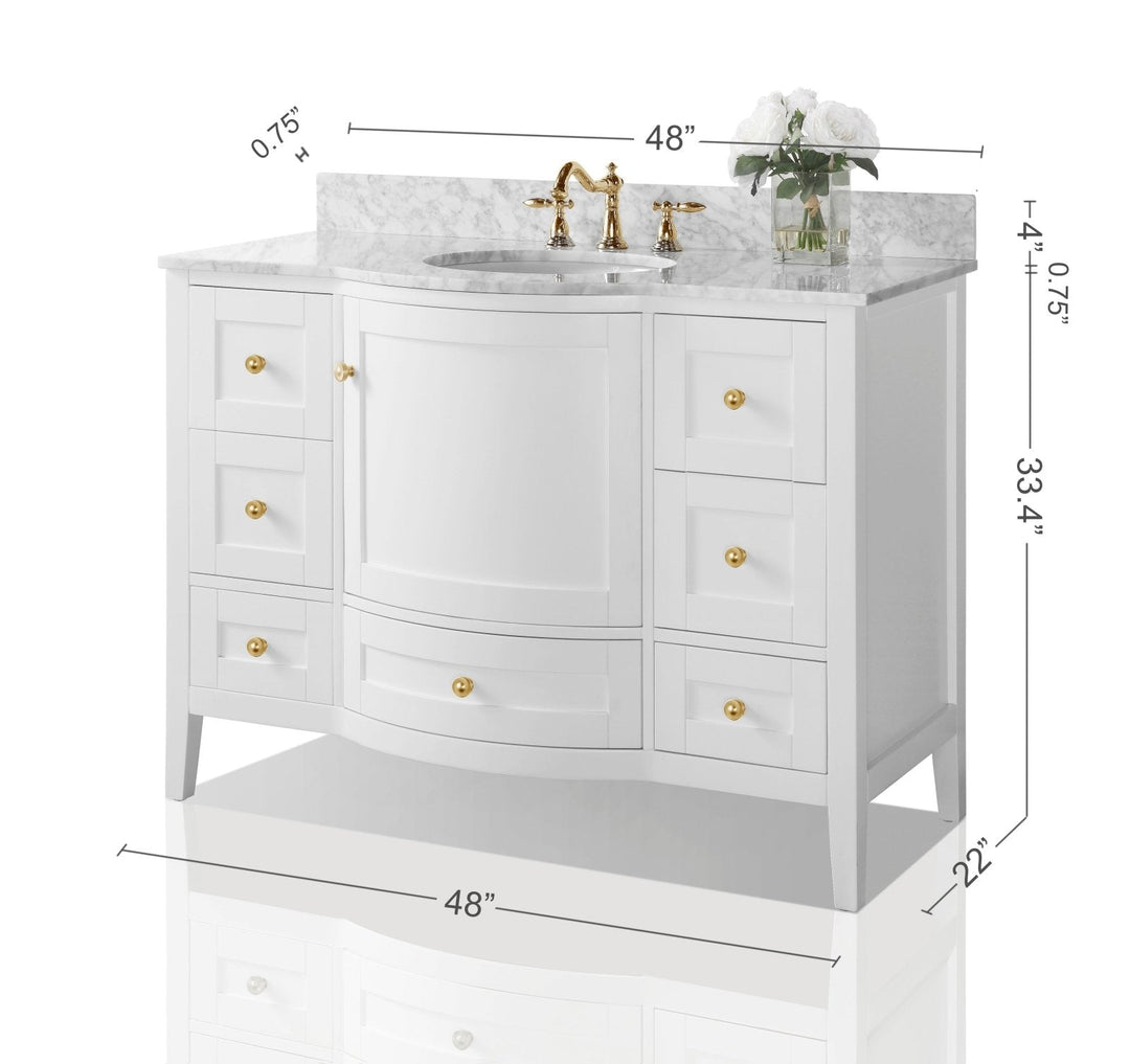 Lauren 42" & 48" Bathroom Vanity Set - Solid Wood & Marble Top