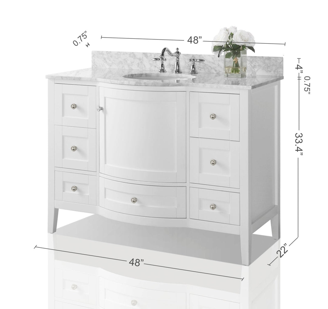 Lauren 42" & 48" Bathroom Vanity Set - Solid Wood & Marble Top