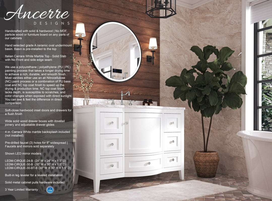 Lauren 42" & 48" Bathroom Vanity Set - Solid Wood & Marble Top