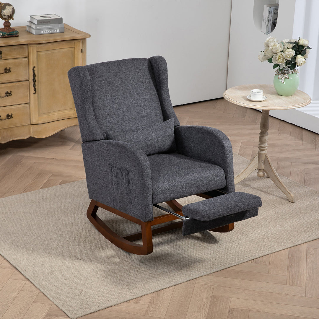 25.4" Modern Nursery Rocking Chair with Footrest, Charcoal