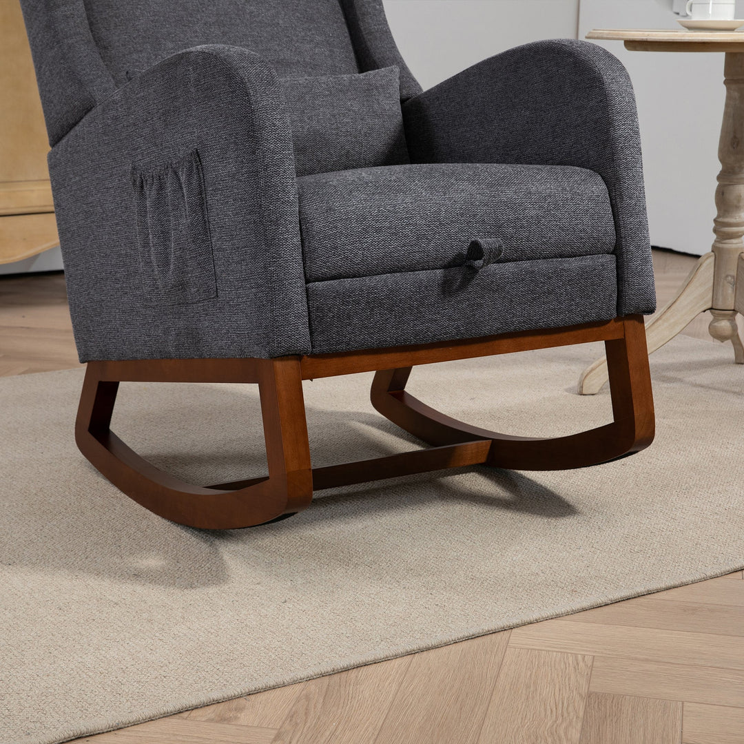 25.4" Modern Nursery Rocking Chair with Footrest, Charcoal