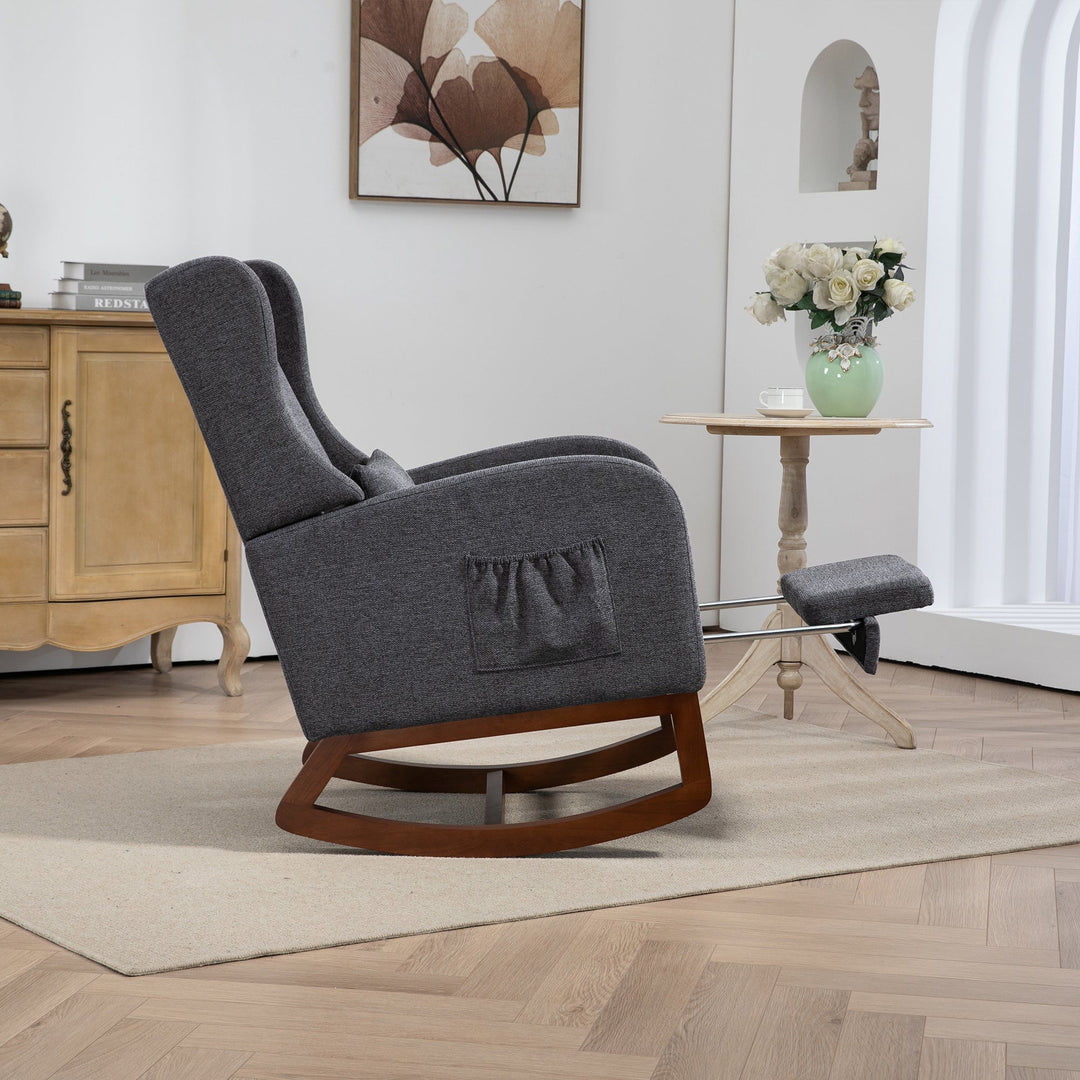 25.4" Modern Nursery Rocking Chair with Footrest, Charcoal