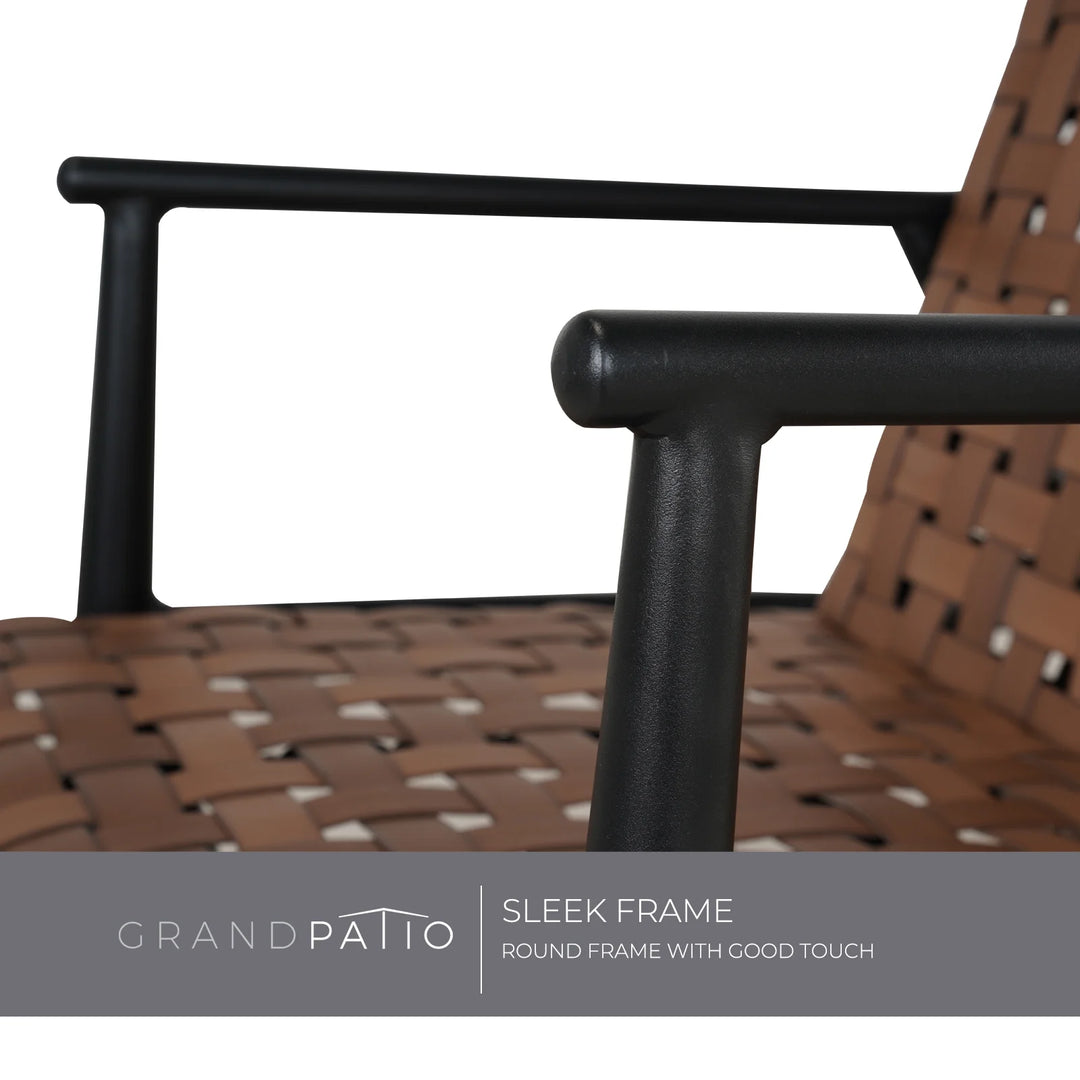 Aksel Set of 4 All-Weather Wicker Outdoor Lounge Chairs – Mid-Century Modern Patio Seating in Vintage Brown