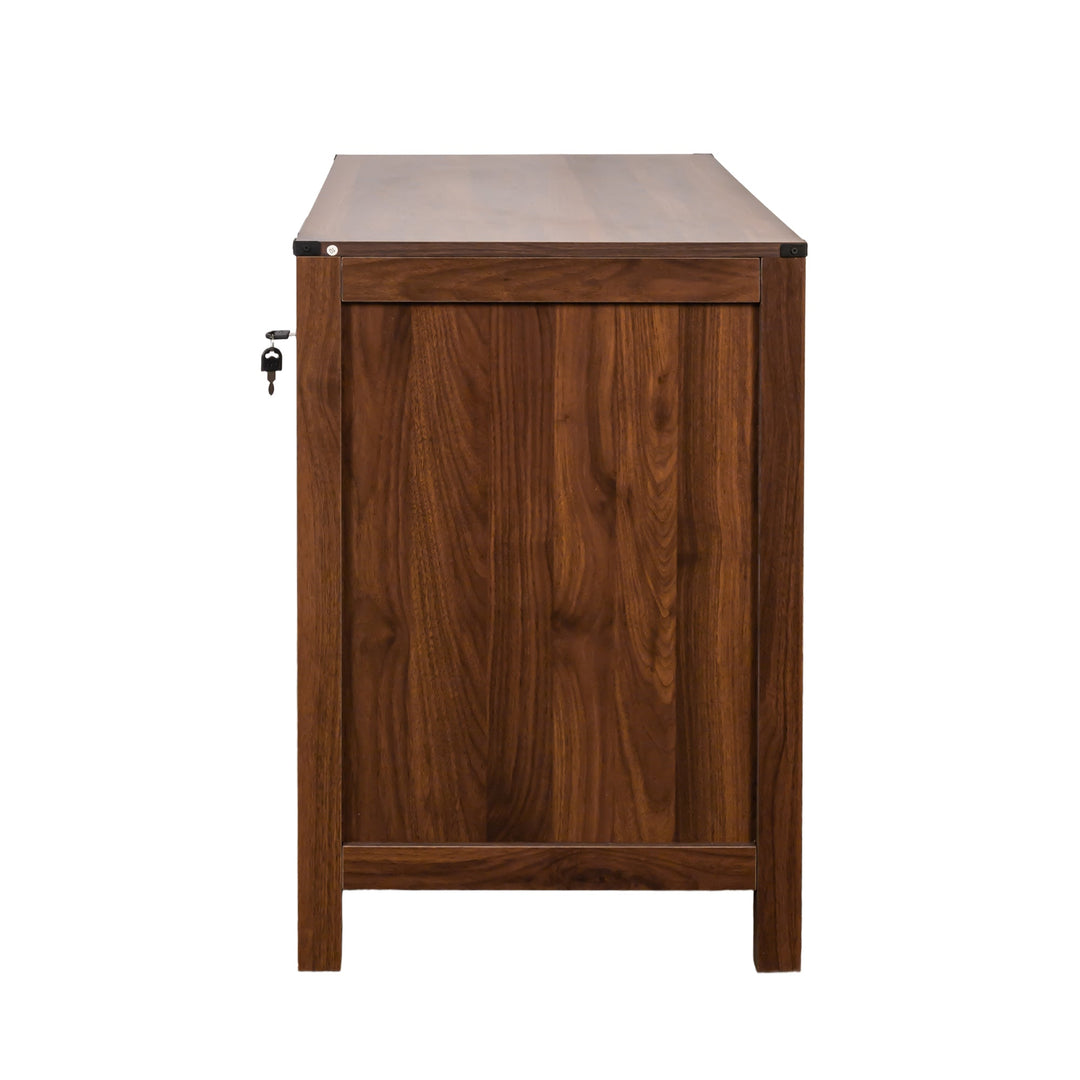 2-Drawer Farmhouse File Cabinet with Lock, Walnut