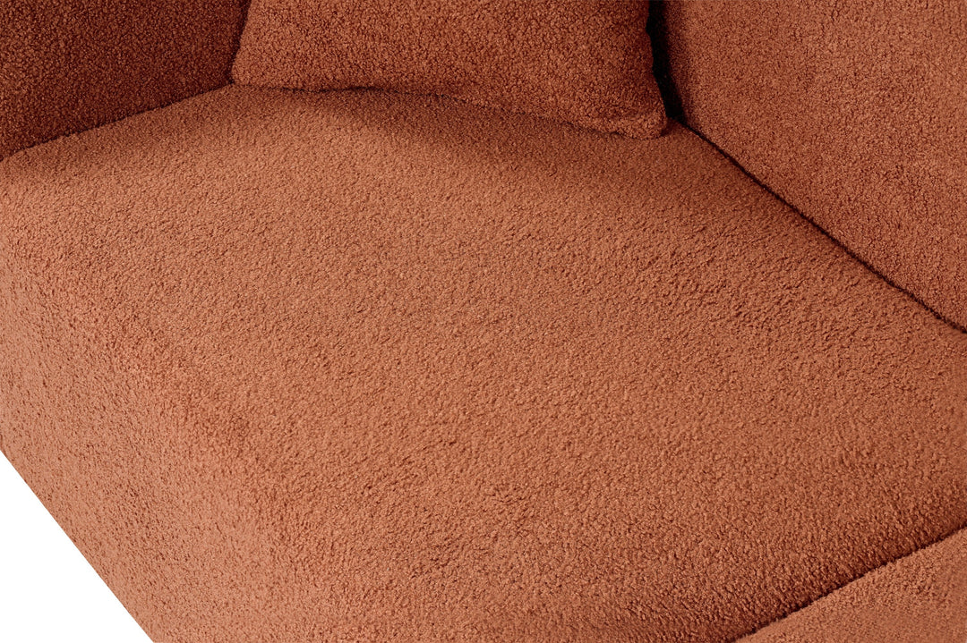 87" Orange Curved Bouclé Sofa, Modern 3-Seater