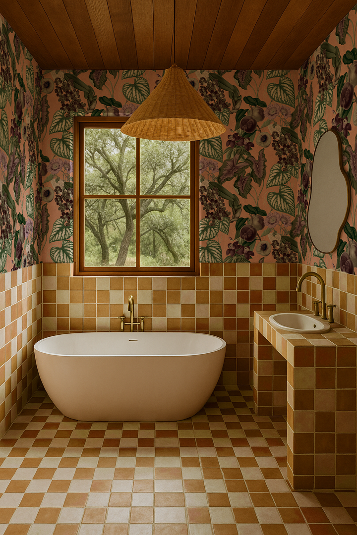 Cali Tropicale Botanical Wallpaper – Peach & Green | Peel & Stick or Traditional Paste