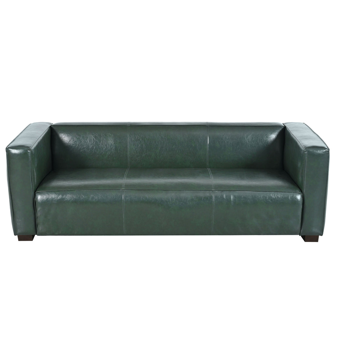 80.3" Green PU 3-Seater Tuxedo Sofa