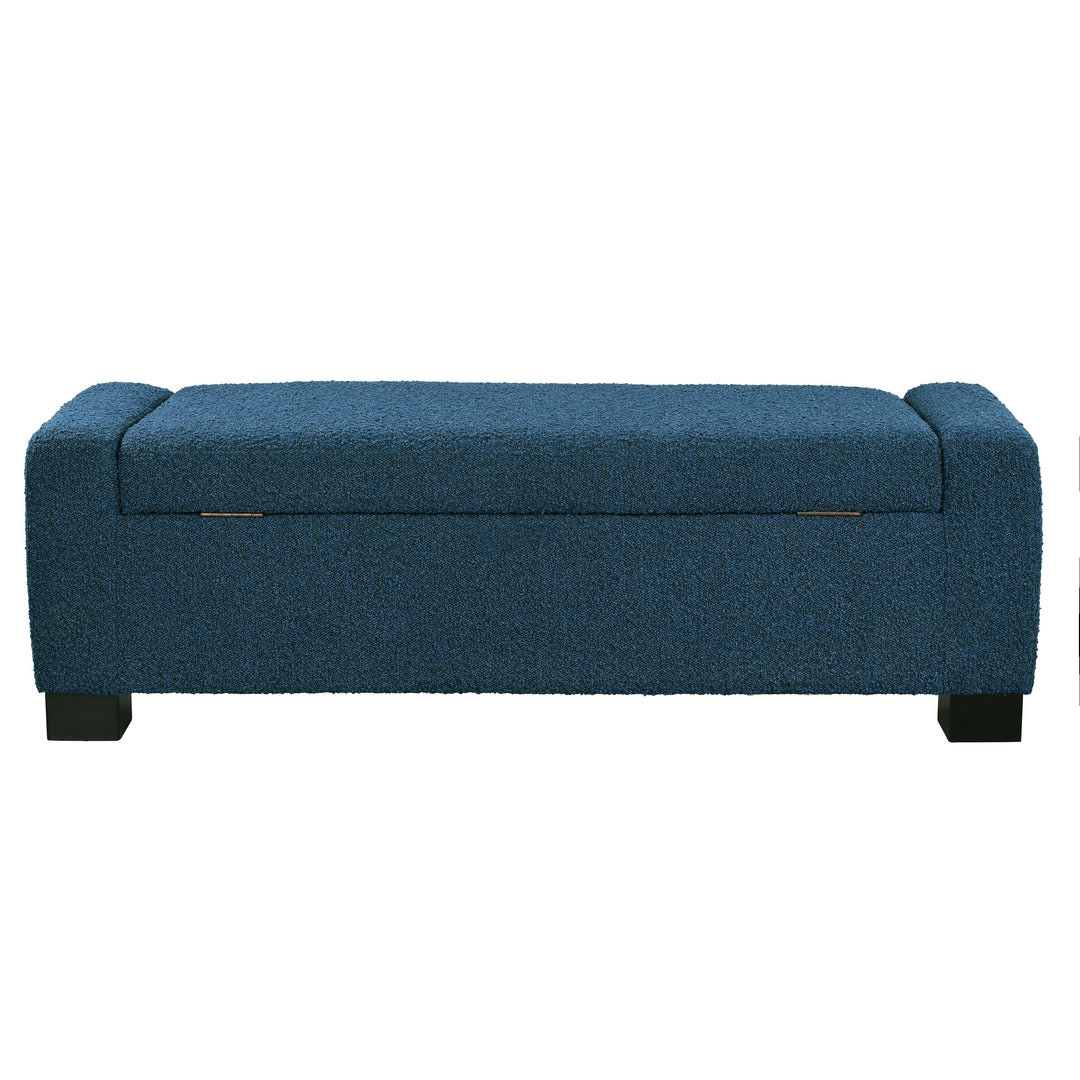 50" Textured Fabric Ottoman Bench with Storage & Hinged Lid