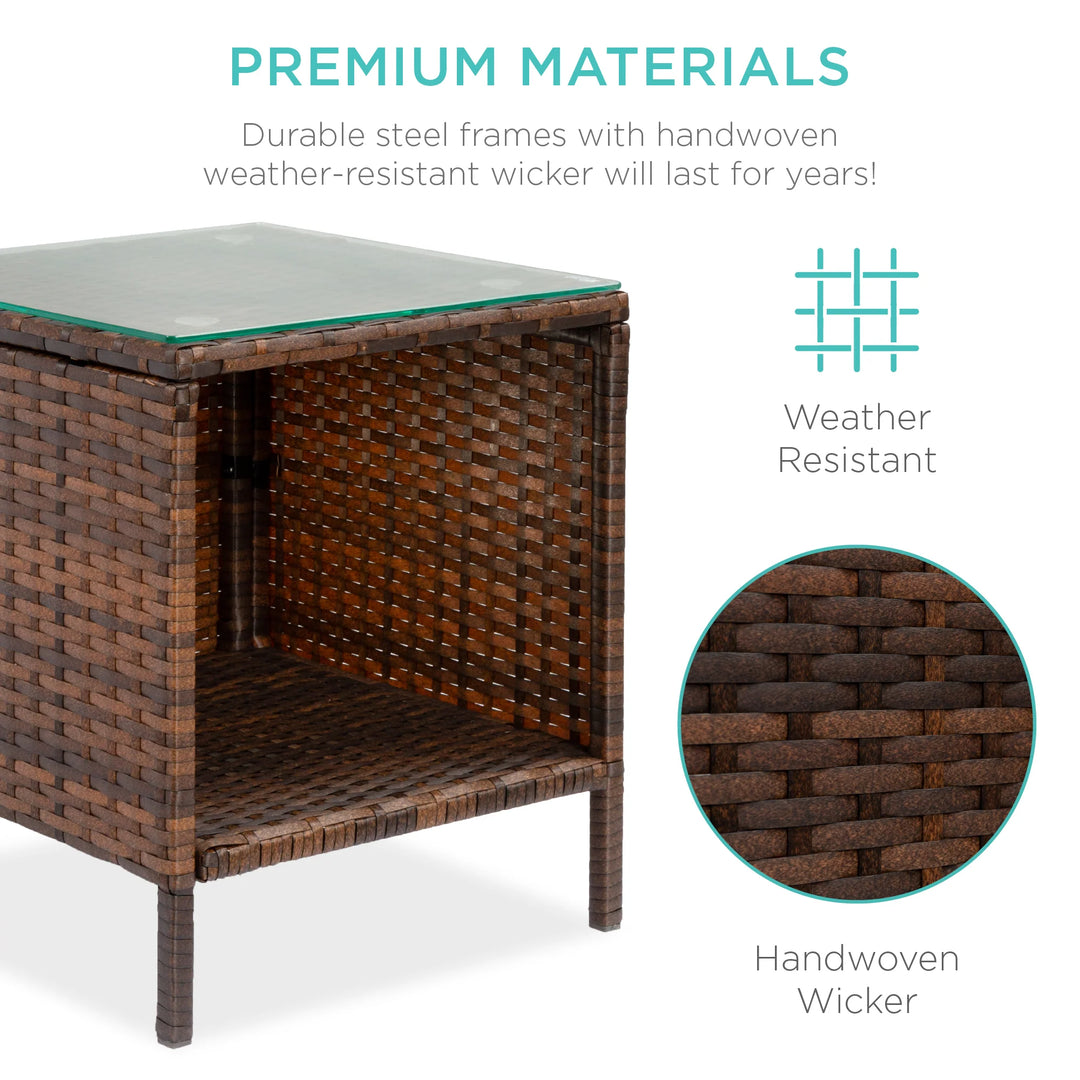 3-Piece Wicker Patio Bistro Set with Storage Table