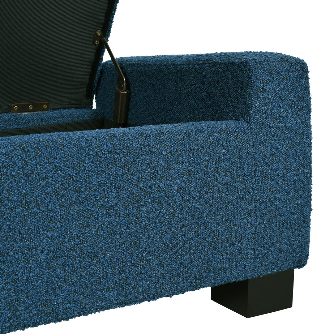 50" Textured Fabric Ottoman Bench with Storage & Hinged Lid