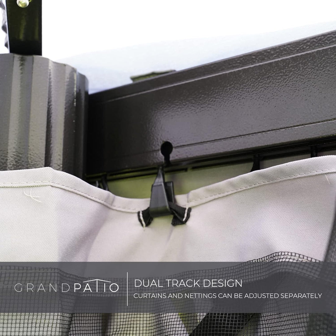 Grand Patio 10x13 Ft Outdoor Gazebo with Mosquito Netting & Curtains – Double-Vented Canopy Shelter for Deck, Garden & Backyard Shade