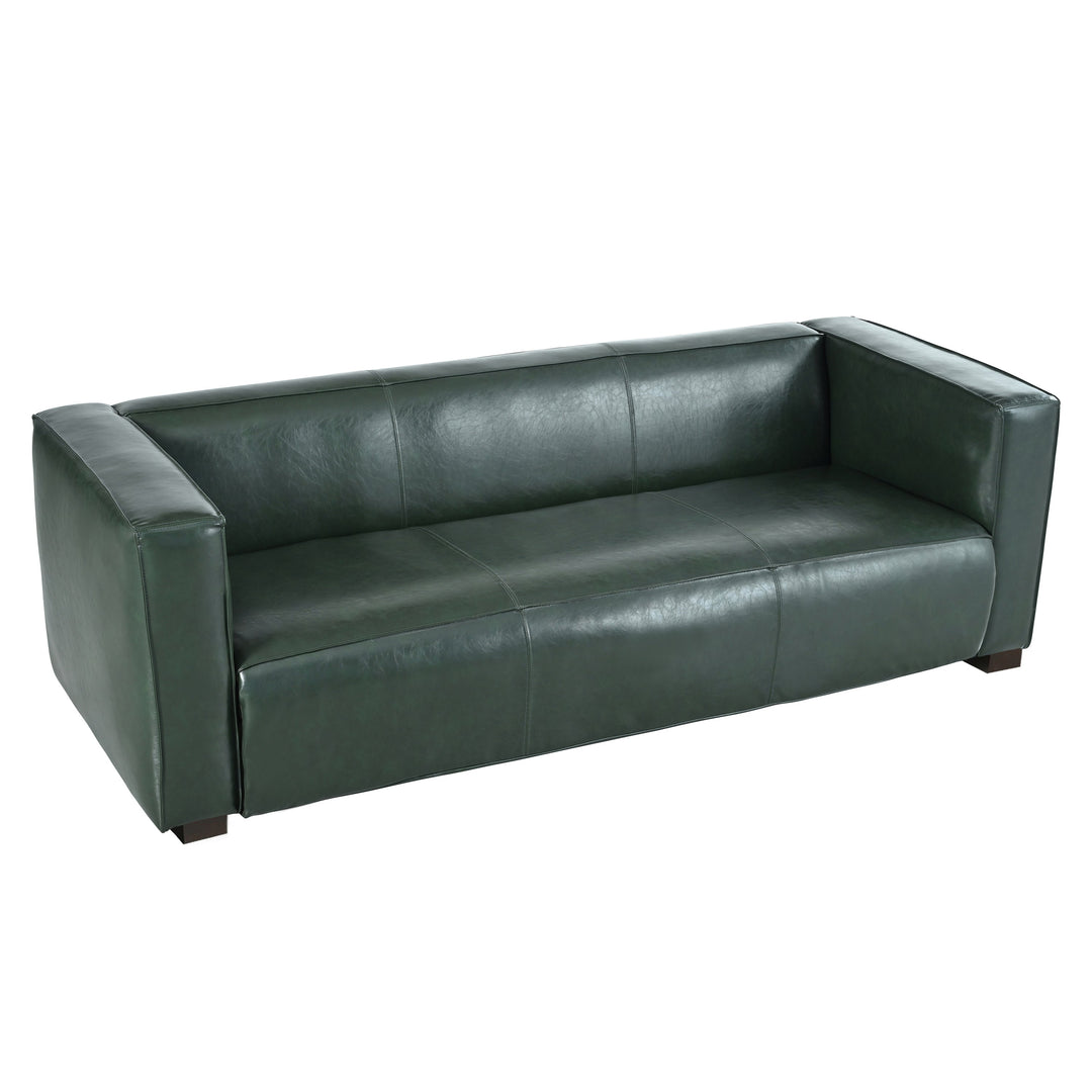 80.3" Green PU 3-Seater Tuxedo Sofa