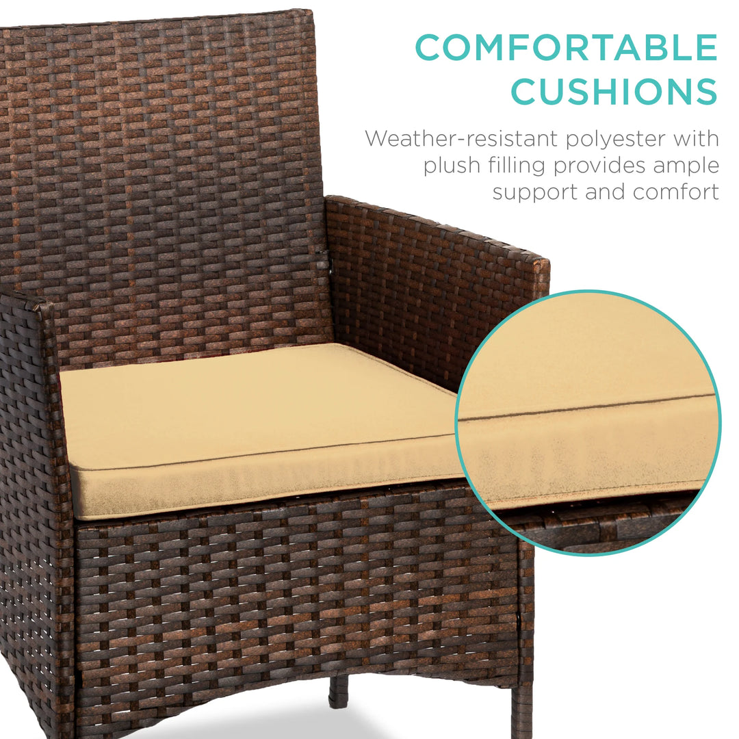 3-Piece Wicker Patio Bistro Set with Storage Table