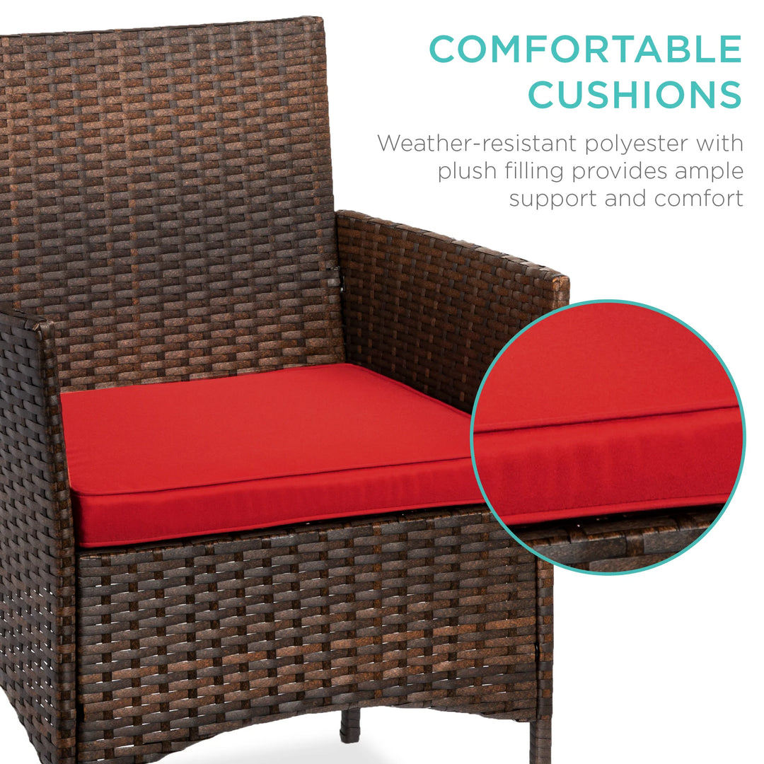 3-Piece Wicker Patio Bistro Set with Storage Table