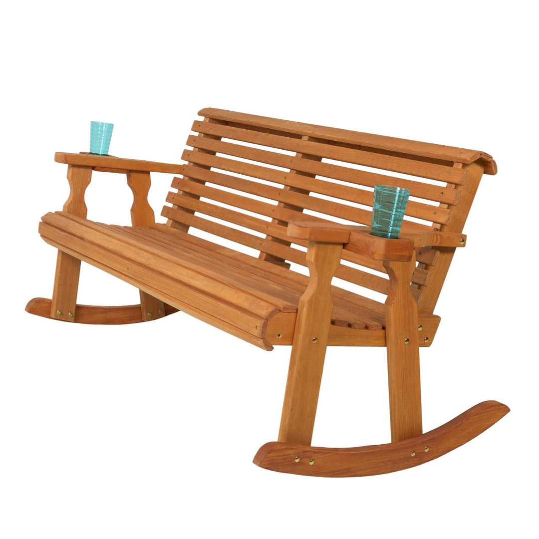 Roll Back Outdoor Double Rocker Bench – 800 lb Capacity by Amish Casual