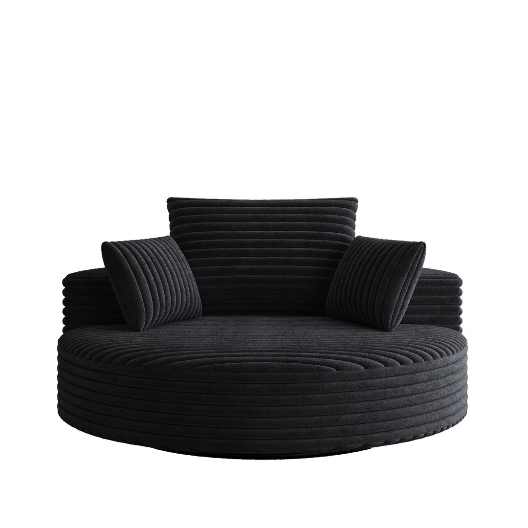 55" Corduroy Foam Swivel Chair, Modern Sleeper, Black