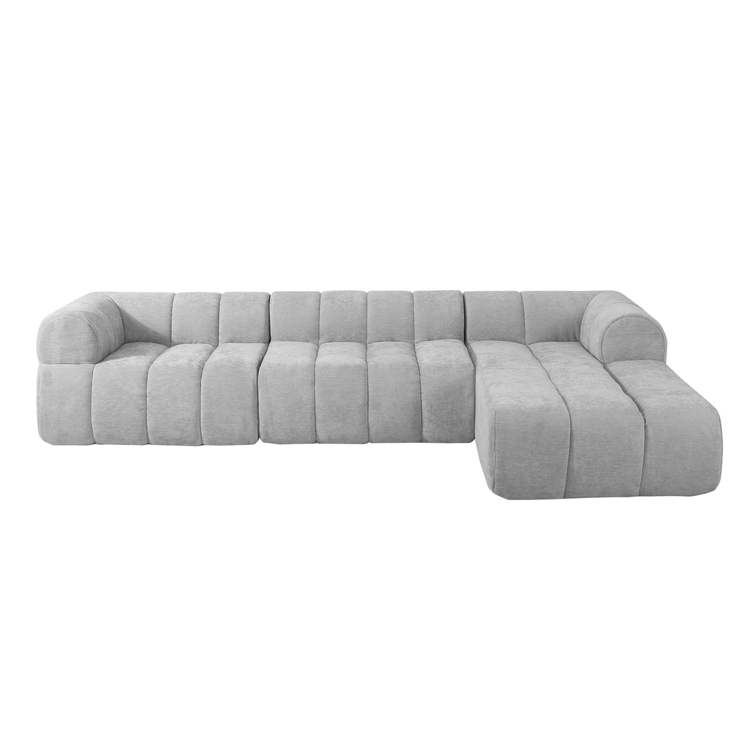 122" Gray L-Shaped Sectional Sofa with Chaise, Fully Assembled