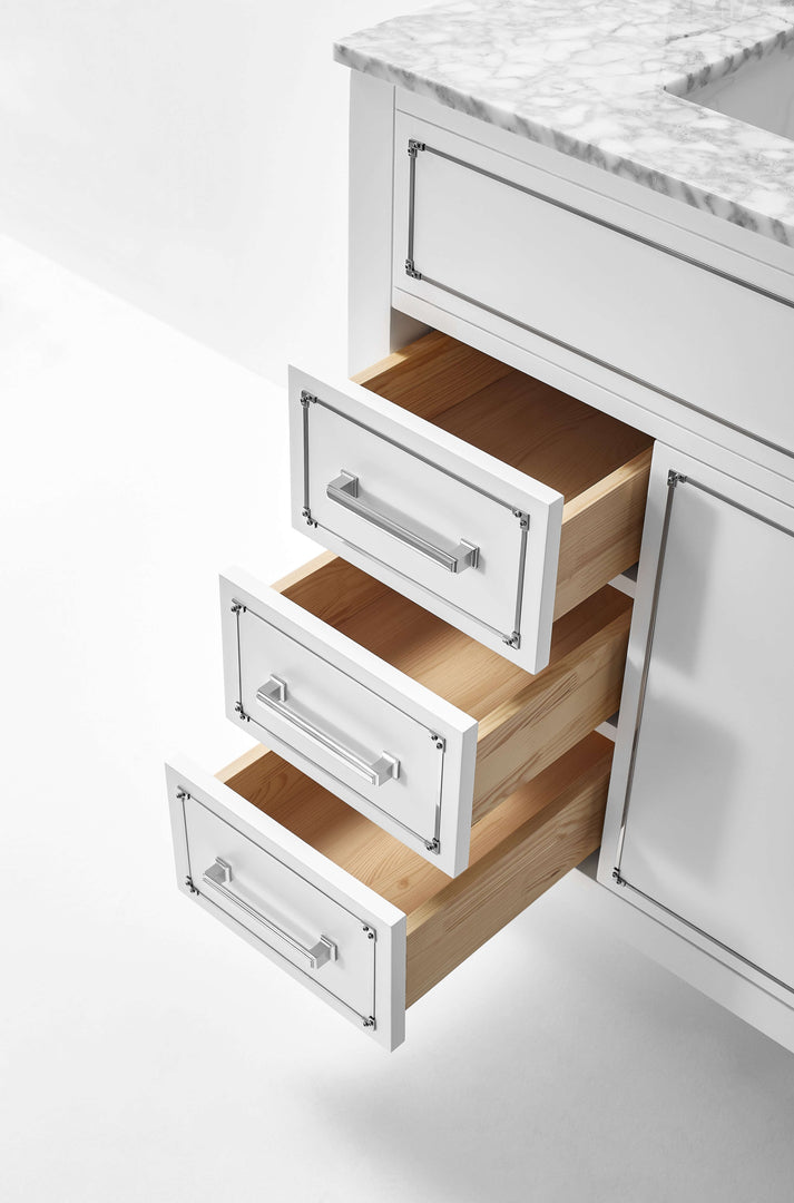 Aspen Handcrafted Birch Vanity with Marble Top & Steel Trims