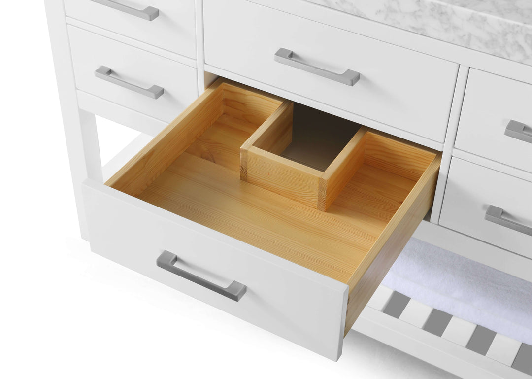 Elizabeth Transitional Handcrafted Vanity with Marble or Quartz Top