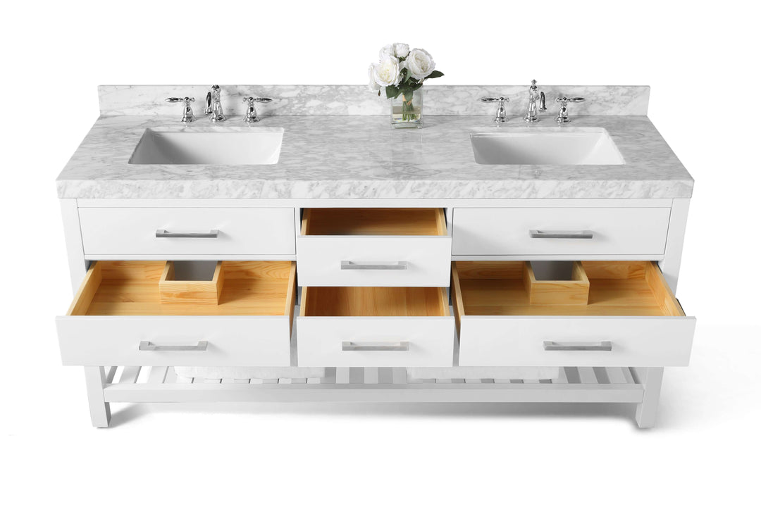 Elizabeth Transitional Handcrafted Vanity with Marble or Quartz Top