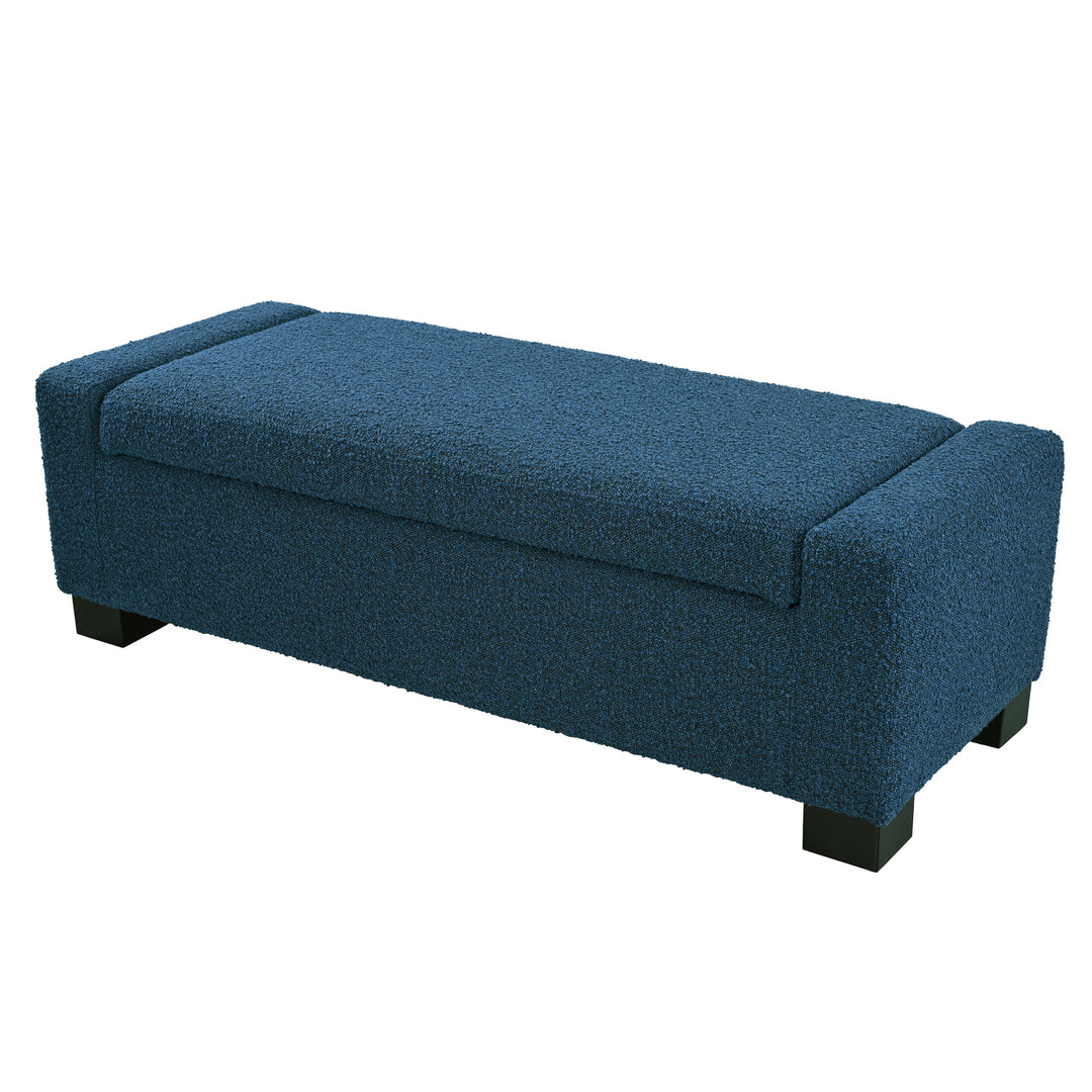 50" Textured Fabric Ottoman Bench with Storage & Hinged Lid