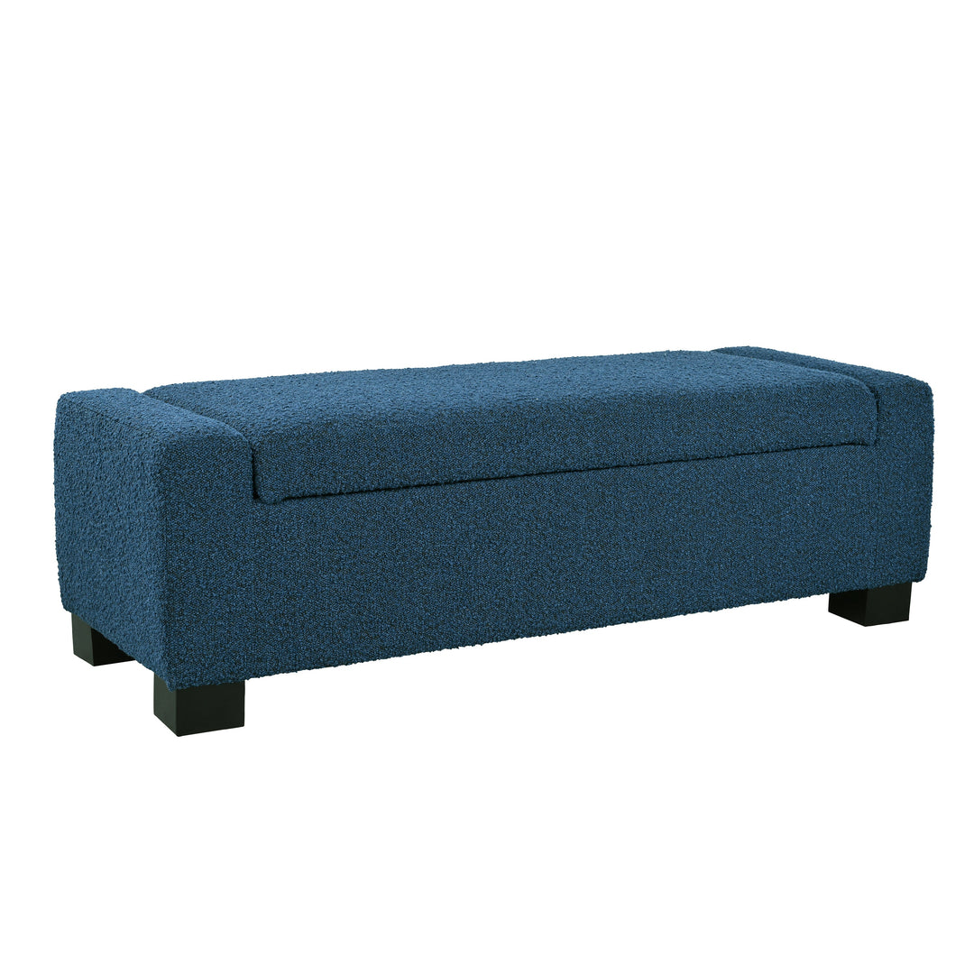 50" Textured Fabric Ottoman Bench with Storage & Hinged Lid