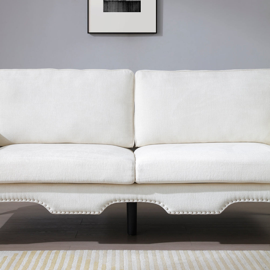 2-Piece Beige Sectional Sofa Set, 5-Seat with Movable Pillows