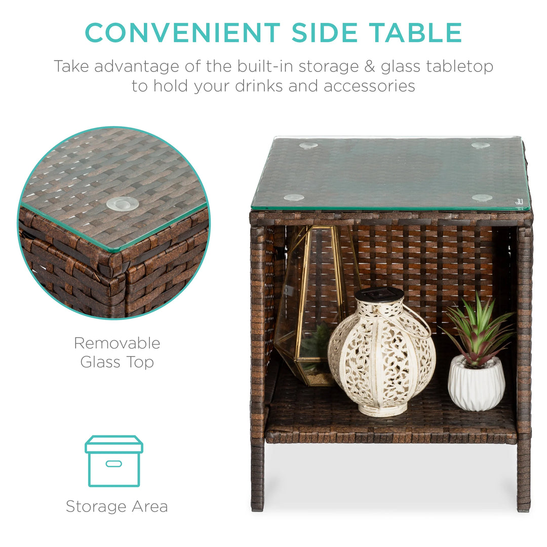 3-Piece Wicker Patio Bistro Set with Storage Table