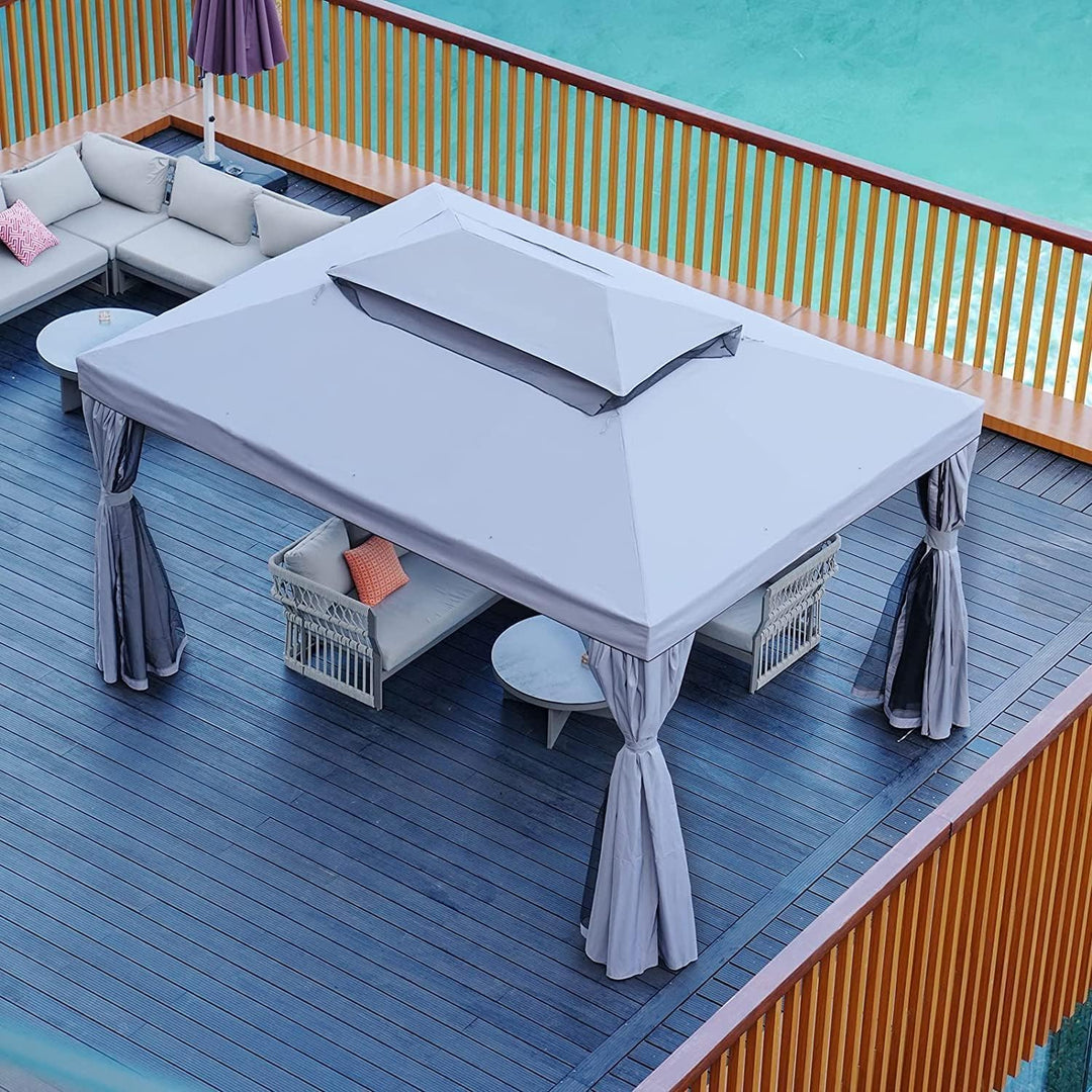 Grand Patio 10x13 Ft Outdoor Gazebo with Mosquito Netting & Curtains – Double-Vented Canopy Shelter for Deck, Garden & Backyard Shade