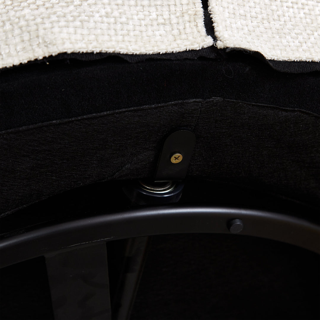 55" Beige Chenille Swivel Chair with Neck Pillow