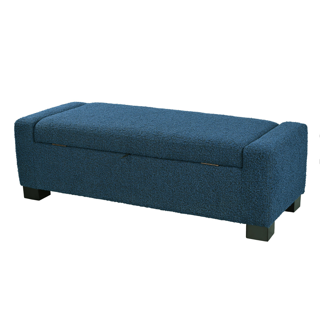 50" Textured Fabric Ottoman Bench with Storage & Hinged Lid